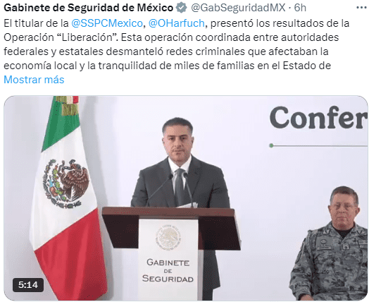 Desarticula Operación “Liberación” red criminal de LNFM dedicada a la extorsión y otros delitos en la Entidad.